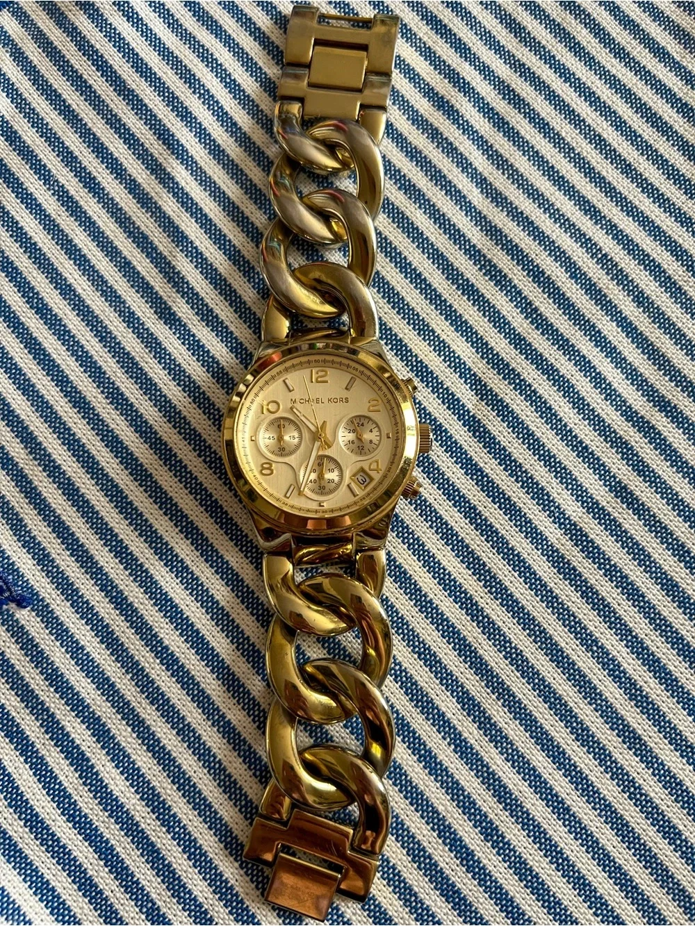Michael Kors Gold Chain-Link Chronograph Watch | MK3131 Runway Ladies Watch